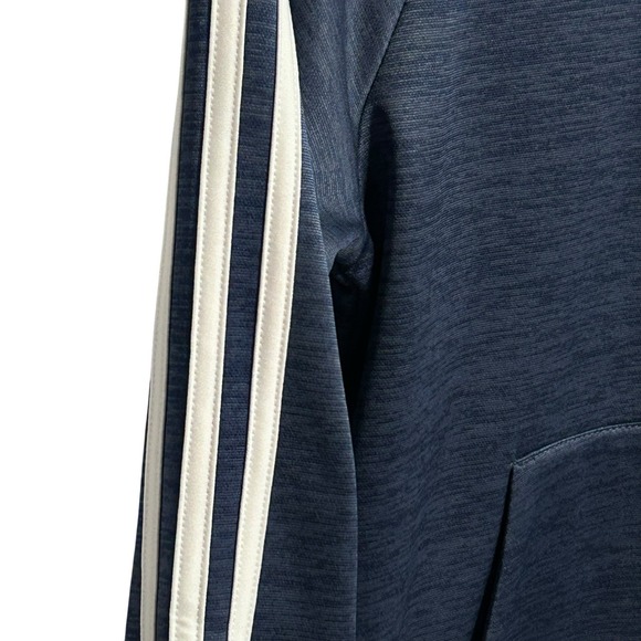 Adidas Boys Full Zip Fleece Hooded Track Jacket Sz M (10-12) Navy Blue 3-Stripe - Picture 6 of 9